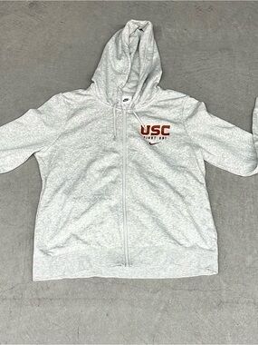 Nike Gray Heather USC Zip Hoodie with Cardinal Logo